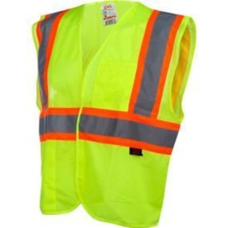 GSS SAFETY GSS Safety 1007 Standard Class 2 Two Tone Mesh Hook & Loop Safety Vest, Lime, 2XL 1007-2XL